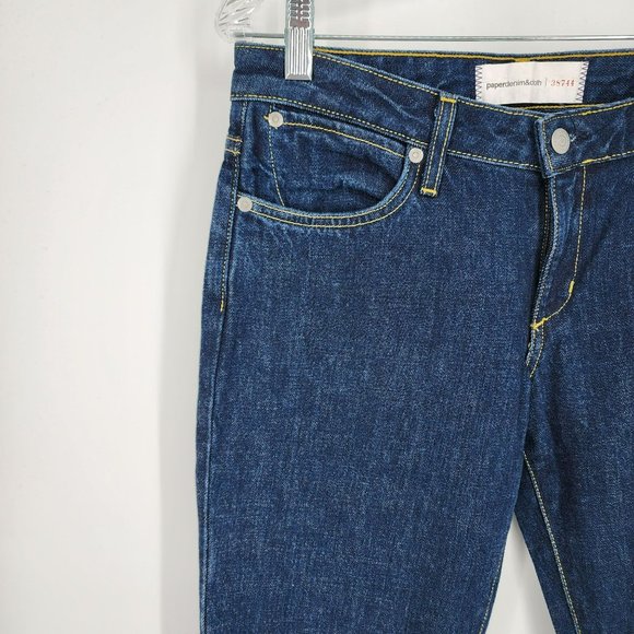 Paper Denim Cloth Jeans 28 Dark Wash Long Tall USA Made 100% Cotton Blue 38744 - Picture 3 of 10